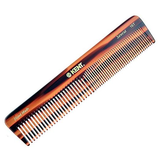 Kent 16T Double Tooth Hair Dressing Table Comb, Fine and Wide Tooth Dresser Comb