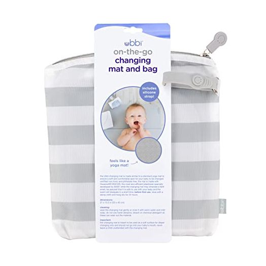 Ubbi On-the-Go Changing Mat with Carrying Bag, Soft and Comfortable Diaper Bag Accessory Must Have for Newborns, Easy to Clean, Portable Changing Pad, Gray