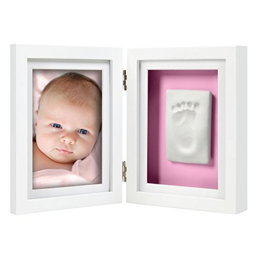 Pearhead Babyprints Newborn Baby Handprint and Footprint Desk Photo Frame & Impression Kit - Makes A Perfect, White