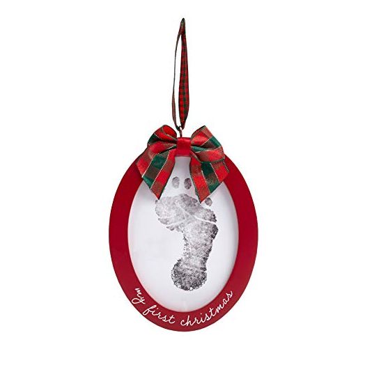 Pearhead Holiday Babyprints Photo Ornament and Clean-Touch Ink Kit, Double Sided Baby Christmas Ornament, Red