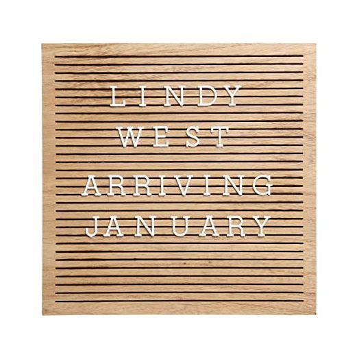 Pearhead Classic Wooden Letterboard for Home Décor, Baby Announcement or Pregnancy Announcement, Baby Keepsake Photo Sharing Prop, Milestone Moments Letterboard