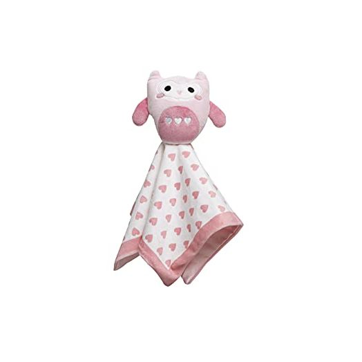 Pearhead Owl Lovey Pink Snuggle Blanket, Newborn Infant and Toddler Security Toy, Stuffed Animal Plush Blanket for Baby Girl