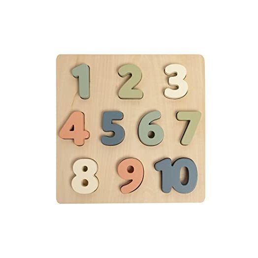 Pearhead Wooden Numbers Puzzle, Colorful Counting, Interactive Learning Board Educational Toy, Baby and Toddler Gift Boys or Girls