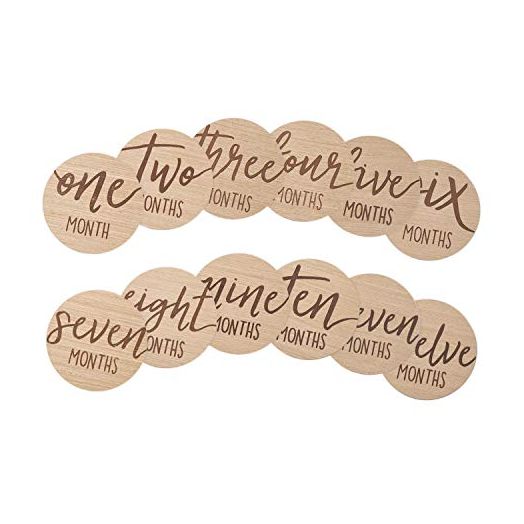 Kate & Milo Baby Monthly Milestone Marker Discs, Reversible Photo Props, Baby Growth and Pregnancy Growth Cards, Wooden