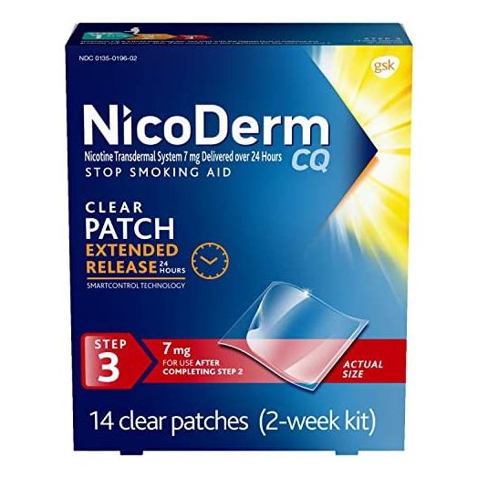 NicoDerm CQ 7mg Step 3 Nicotine Patches to Help Quit Smoking - Stop Smoking Aid, 14 Count
