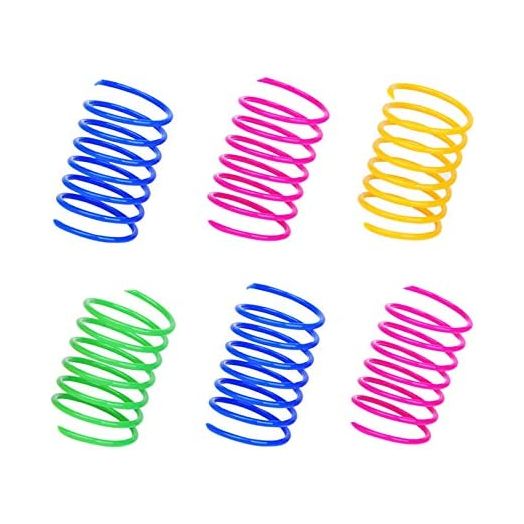 ISMARTEN Pet Wide Colorful Springs Cat Toys Plastic Coil Spiral Springs for Cat Kitten Pets 60 Pack (Random Color)