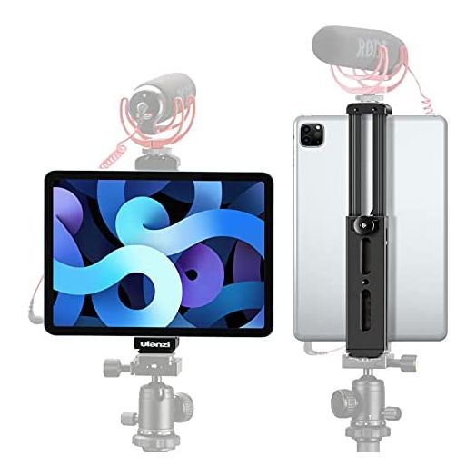 Ulanzi Aluminum iPad Tripod Mount with Cold Shoe Compatible for iPad, Metal Tablet Tripod Adapter Holder with Quick Release Plate 1/4'' Screw Mount Universal for iPad Mini/iPad 4/iPad Pro/Surface Pro