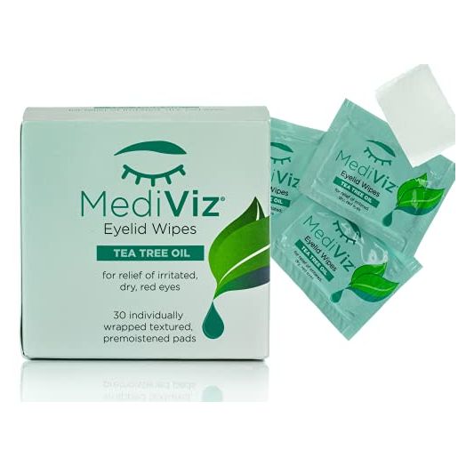 Mediviz Tea Tree Eyelid Wipes, Exfoliating, Hypoallergenic Eyelid Scrubs to Help With Crusty Eyelashes