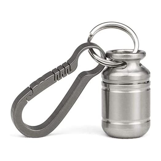 Micro Keychain Pill Holder.TISUR Titanium Pill Case Waterproof Pill Fob for Emergency Aspirin & Nitroglycerin