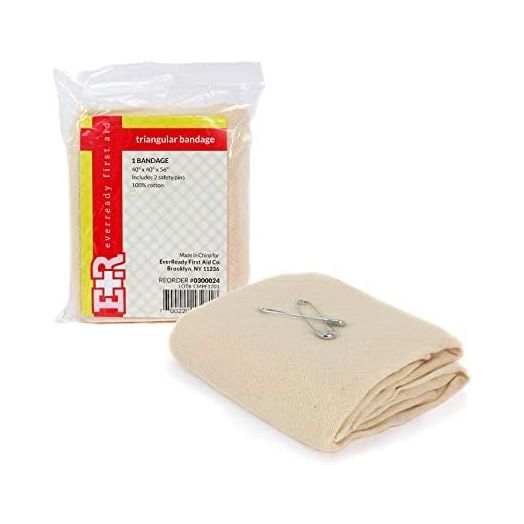 Ever Ready First Aid Triangular Bandage, 40" x 40" x 56", 12 Count- 100% Cotton