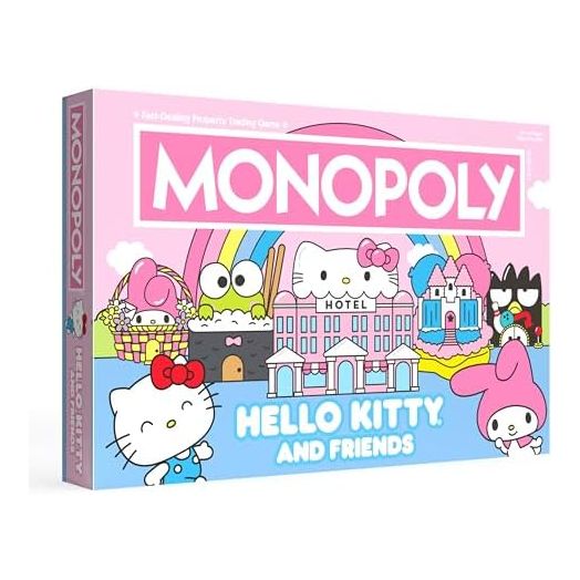 Monopoly: Hello Kitty and Friends, Buy, Sell, Trade Buildings from The Animated Series, Featuring My Melody, Badtz-Maru, Keroppi, Classic Monopoly Game, Officially-Licensed Hello Kitty Merchandise