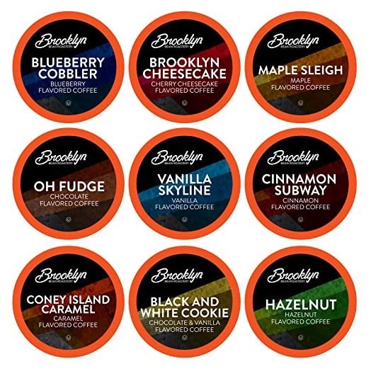 Brooklyn Beans Coffee Pods Flavored Gourmet, Compatible with 2.0 Keurig K Cup Brewers, 40 Count (Variety Pack)