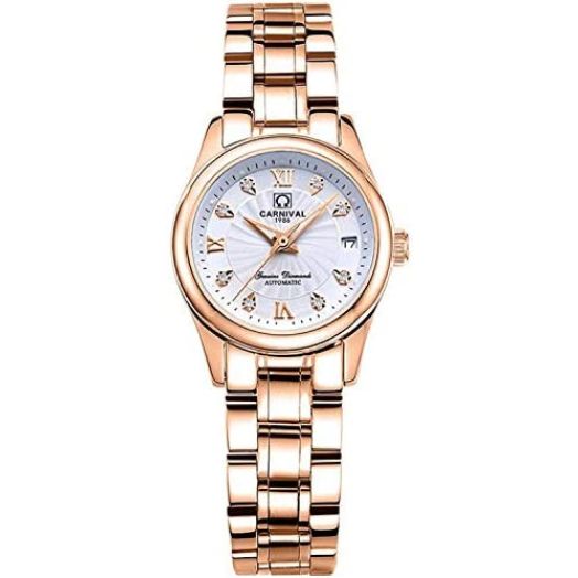 Automatic Watch Fashion Women's Analog Watches Stainless Steel Link Waterproof Ladies Luxury Dress Watch
