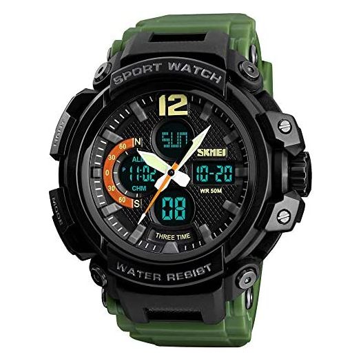 Mens Analog Digital Sports Watches Multifunctional Military 50M Waterproof Alarm Backlight LED Watch