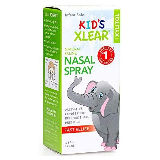Xlear Kid’s Nasal Spray with Xylitol, All-Natural Saline Nasal Spray for Sinus Rinse & Sinus Relief 0.75 fl oz (2 Pack)
