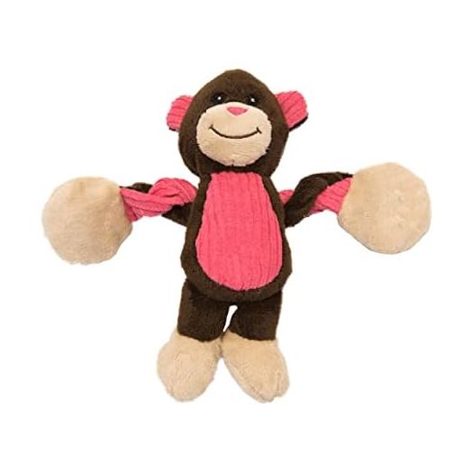 Outward Hound Baby Pulleez Monkey Squeaky Plush Dog Toy with Ropes for Pull-Through Tugging Action
