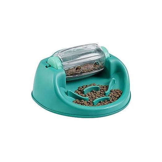 Nina Ottosson by Outward Hound Dog Spin N' Eat Interactive Dog Food Puzzle Slow Feeder, Level 2 Intermediate Dog Enrichment Toy, Green