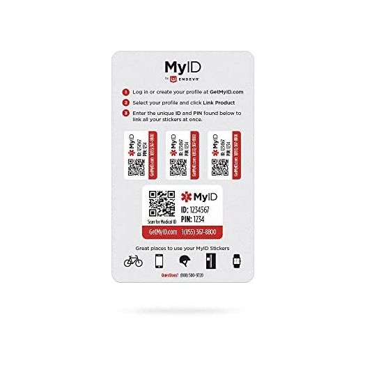 Endevr MyID Medical ID Sticker Kit, Store All of Your Medical Information for Emergencies, 4 Stickers