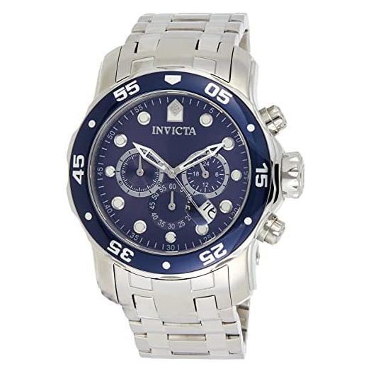 Invicta Men's Pro Diver Quartz Chronograph Watch with Stainless Steel Strap, Silver, 26 Model 0073)