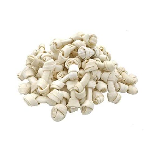 Laixiu 60 Count Rawhide Knot Bones Dog Bulk Treats Chews Natural Rawhide Healthy Dog Teeth 2.5"