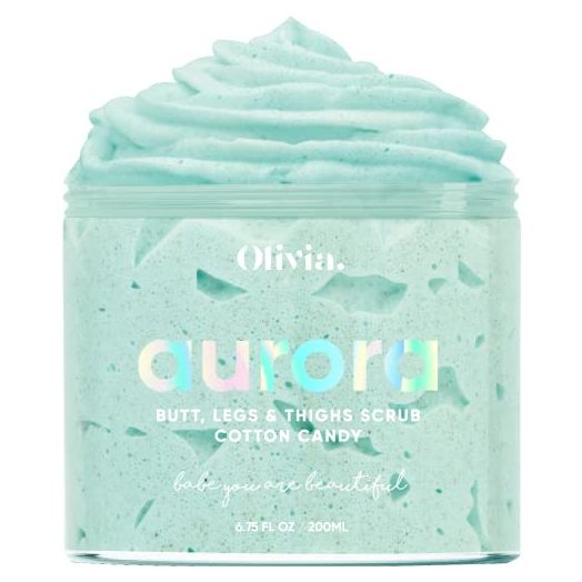 OLIVIA Aurora Butt, Legs & Thigh Exfoliator Scrub - Handcrafted Armpit, Underarm, Leg, Knee, Exfoliating Smoothie for Ingrown Hair, Razor Bumps, Cellulite, Stretch Marks, Pimples & Dark Spots. Exfoliate, Moisturize, Smoothen, Brighten, Tighten & Renew. Ti