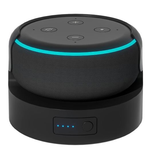 Echo Dot 3 Battery Base, Portable Dot 3rd Gen Google Mini 2 Battery Base, 5200 mAh 8 Hours Work Time, Black(Not Include Speaker)
