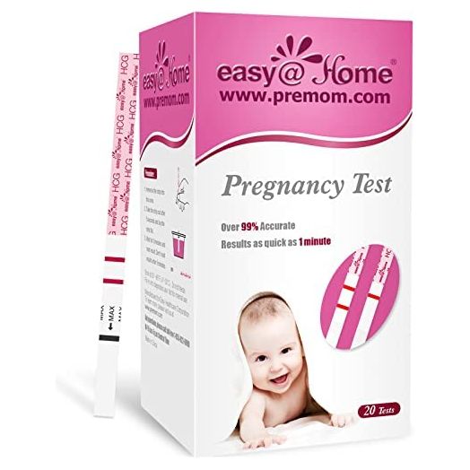Easy@Home Pregnancy Test Strips Kit, Powered by Premom Ovulation Predictor iOS and Android APP, 20 HCG Tests