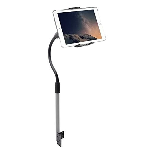 Macally Car Seat Rail Phone and Tablet Mount for Truck - Adjustable Gooseneck Phone and Tablet Holder for Car or Vehicle Floor - Works with All iPad Mini/Air, iPhone,Tablets - iPad Car Mount Seat Bolt