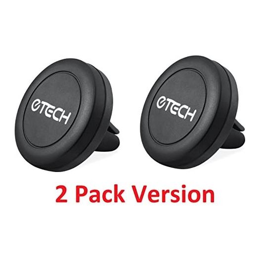 Magnetic Mount, eTECH [2 Pack] Universal Air Vent Magnetic Car Mount Phone Holder, for Cell Phones Like Apple iPhone/iPod/Samsung Galaxy Note, with Fast Swift-Snap Technology, with 4 Metal Plates