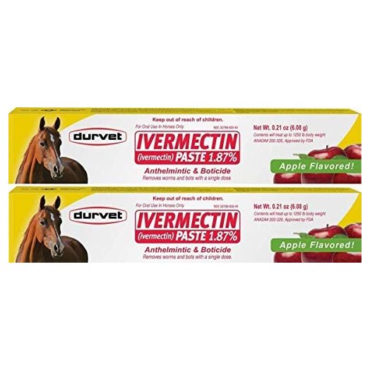 Ivermectin Paste Dewormer - 6.08g dose @ 1.87% Apple Flavor (Pack of 2)