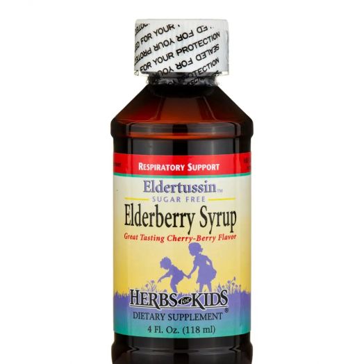 Herbs for Kids Eldertussin Elderberry Syrup, Cherry-Berry Flavor - 4 fl. oz (118 ml)