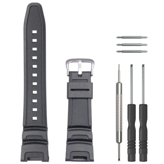 WRISTARMOR Resin strap Replacement for Casio SGW-100 Twin Sensor Men's Waterproof sport watch band Bracelet(silver buckle)