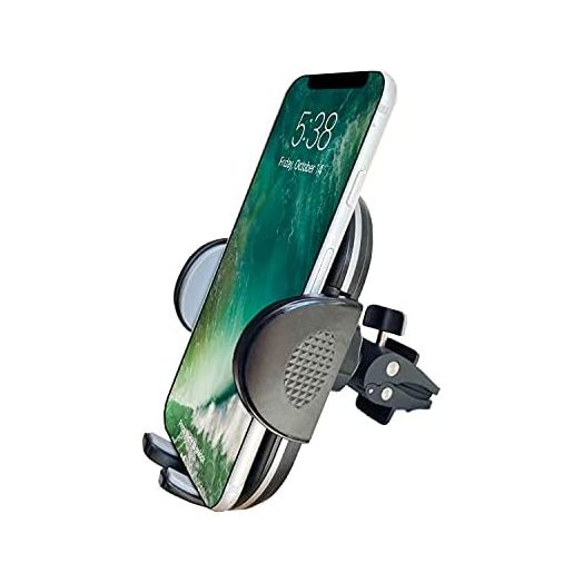 Fugetek Phone Holder Air Vent Mount, Adjustable Cradle, Quick Release, Durable Metal Clip Plates, 360 Rotation, Compatible with iPhone & Android Phones (Black/Grey)