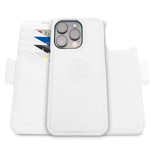 Dreem Fibonacci iPhone 15 Pro Wallet case / 2-in-1 Shockproof case and Detachable Vegan Leather Folio, MagSafe Compatible, RFID Protection [White]