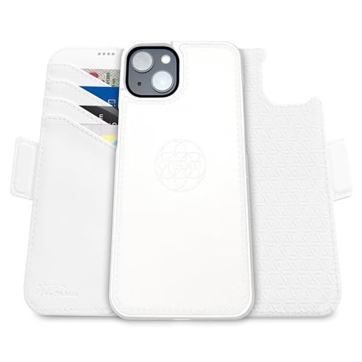 Dreem Fibonacci iPhone 15 Wallet case / 2-in-1 Shockproof case and Detachable Vegan Leather Folio, MagSafe Compatible, RFID Protection [White]