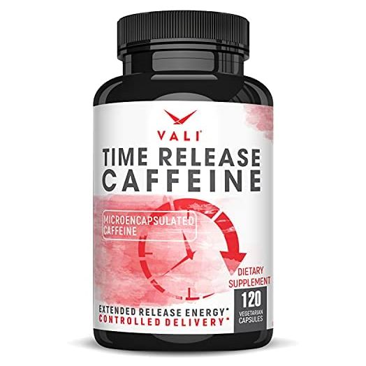 VALI Time Release Caffeine 100mg Pills - Smart Slow Release for Extended Energy & Focus. Advanced Nootropic Supplement. Brain Booster for Active Performance, Alertness & Clarity. 120 Veggie Capsules