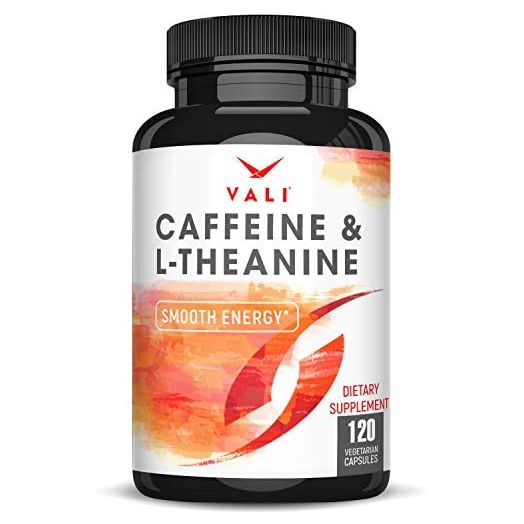 VALI Caffeine 50mg & L-Theanine 100mg Pills - Smart Smooth Energy, Clear Focus, Clarity. Nootropic Supplement Stack. Brain Booster for Active Performance, Cognitive Support. 120 Veggie Capsules