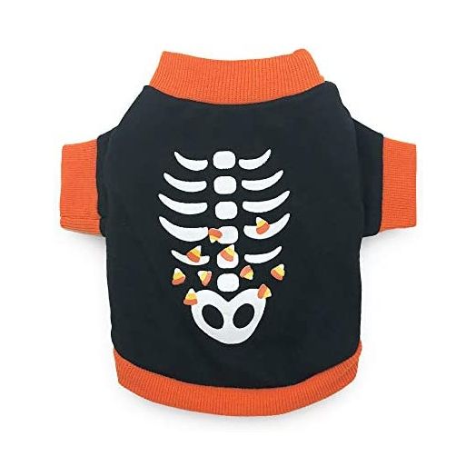 DroolingDog Dog Halloween Clothes Skeleton Costume Funny Halloween Shirts for Small Dogs, XS