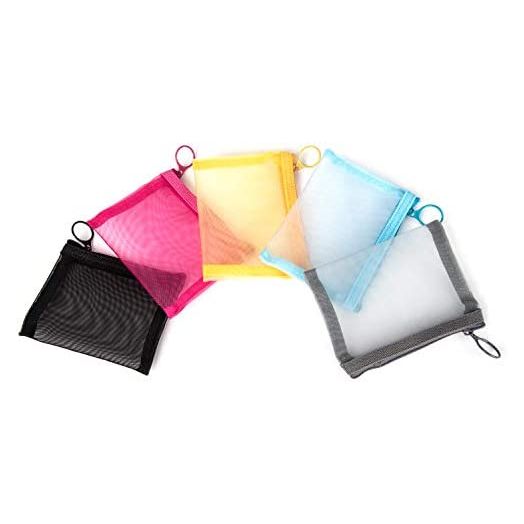 Patu Mini Zipper Mesh Bags, 4" x 5", Cosmetic Organizer Pouch (5 Pieces)