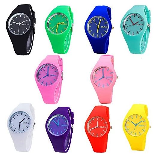 CdyBox Men Women Silicone Band Wristwatches Jelly Colorful Girls Boys Wrist Watch Analog Sports Watch Wholesale (10 Pack)