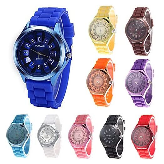 CdyBox Men Women Silicone Band Assorted Jelly Color Watches (10 Packs)