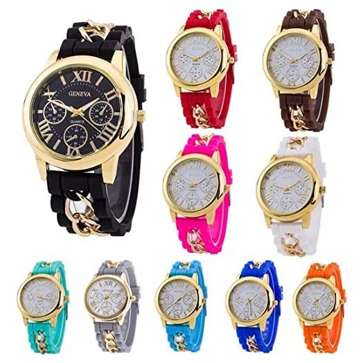 CdyBox Women Men Silicone Band Wholesale 10 Assorted Quartz Watches Jelly Gel Bracelet