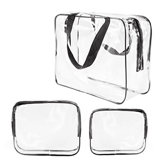 ROYBENS Clear Cosmetic Bag TSA Travel Toiletry Bag Set with Zipper (3Pcs)