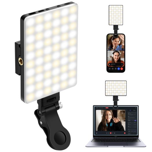 Selfie Light Portable Phone Light, Eagerey 60 LED Rechargeable Fill Light with Front & Back Clip, CRI 95, 3 Light Modes, Clip on Light for TikTok Tablet/Laptop, iPad, Conference Vlog Video