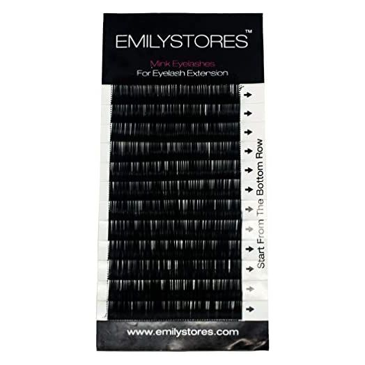 EMILYSTORES Eyebrow Eyelash Extensions Under Lower False Lashes Mixed J Curl 0.10mm Length 5mm 6mm 7mm 8mm In One Tray