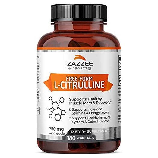 Zazzee L-Citrulline Malate, 180 Vegan Capsules, 750 mg, Superior Free-Form, Vegan, Non-GMO and All Natural, Contains Organic Stabilizers