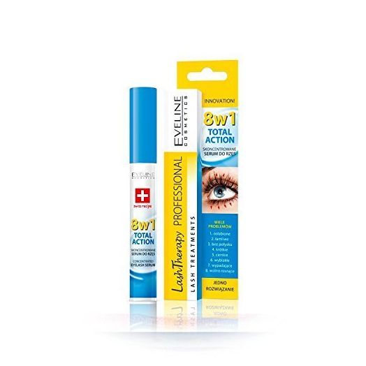 Eveline Cosmetics Multi-purpose Eyelash Serum Total Action 8 in 1, 0.33 Fluid Ounce