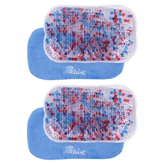 Thrive Gel Ice Packs for Injuries Reusable - 2 Pack, Both Hot, Heat and Cold Pack Relief, Relieves Pain as Ice Wrap for Knees, Ankles, Arms, Back and Migraines, Flexible Cold Compress with Soft Covers