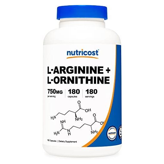 Nutricost L-Arginine L-Ornithine 750mg, 180 Capsules