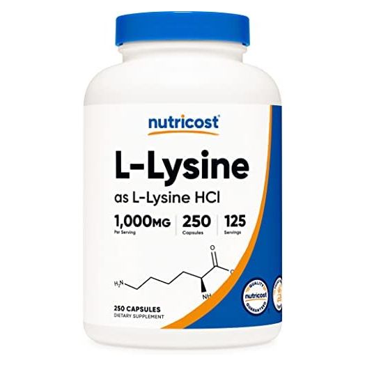 Nutricost L-Lysine 1000mg, 250 Capsules, 500mg Per Cap, Gluten Free, Non-GMO